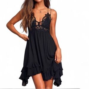 Free People Black Lace  Dress